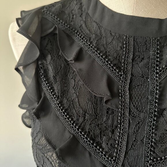 Ever New Blouse Black Womens Size 4 Lace Babydoll Sleeveless - Picture 4 of 6
